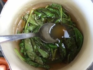 basil in honey syrup after steeping