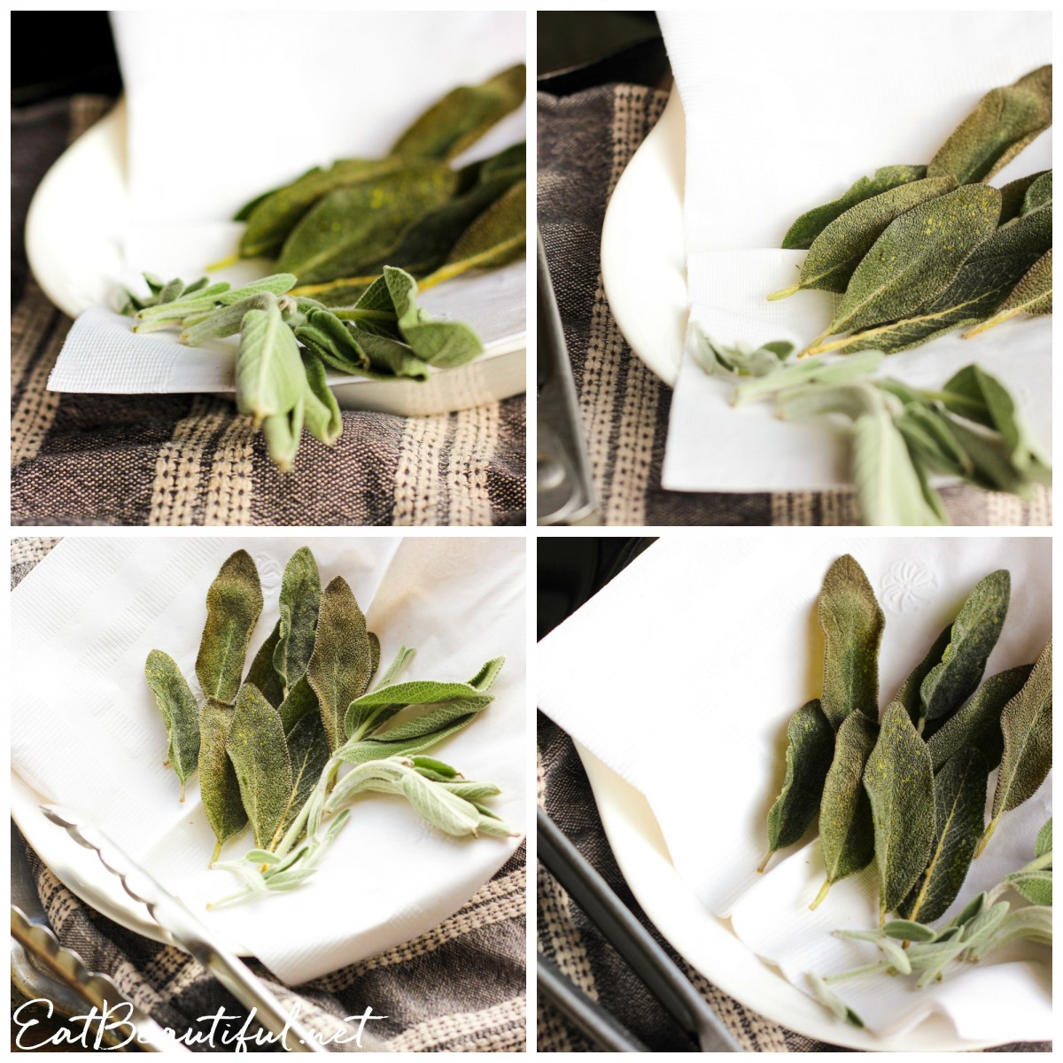 4 images of fried sage