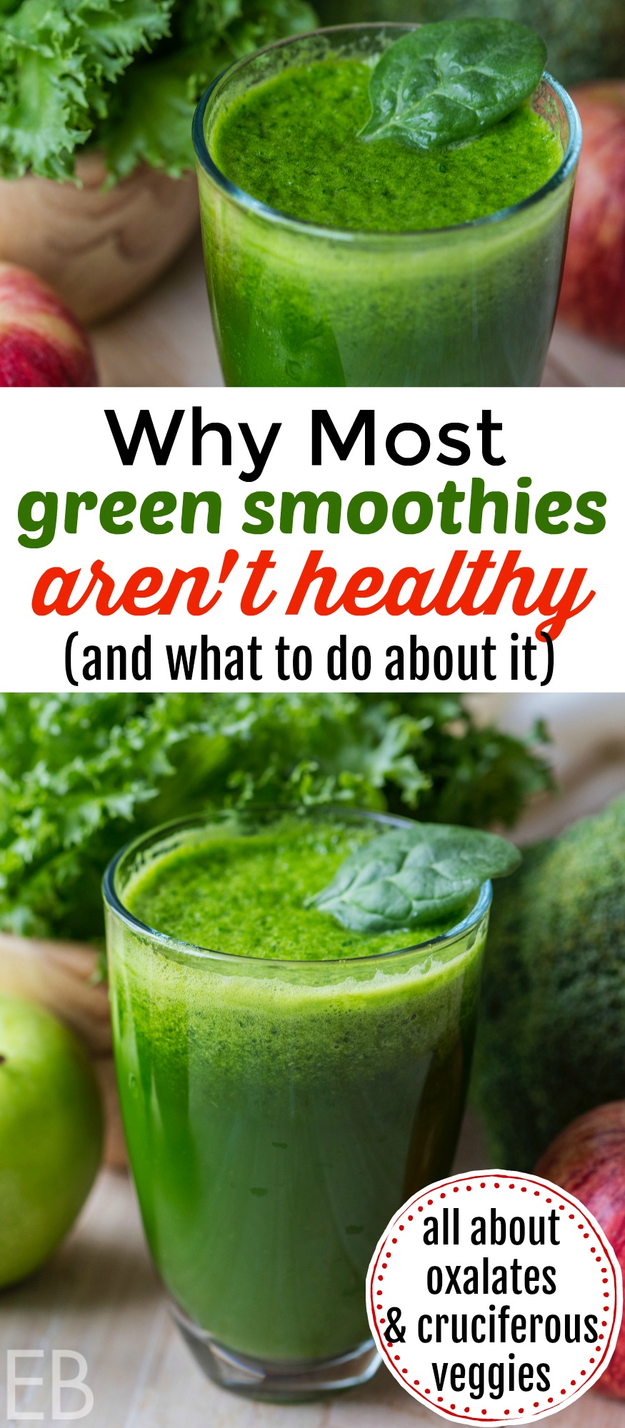 Why Most Green Smoothies Aren't Healthy~ Learn about oxalates, cruciferous veggies and how to make your green smoothies healthy! #greensmoothie #healthy #autoimmune #oxalate #cruciferous #ferment #cookedfood #traditional #paleo