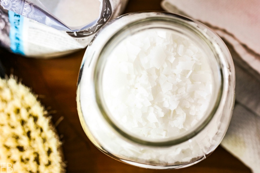 aerial view of a jar filled with magnesium flakes