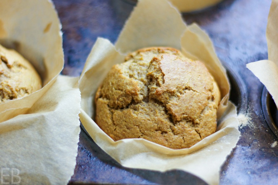 one butternut squash muffin in pan