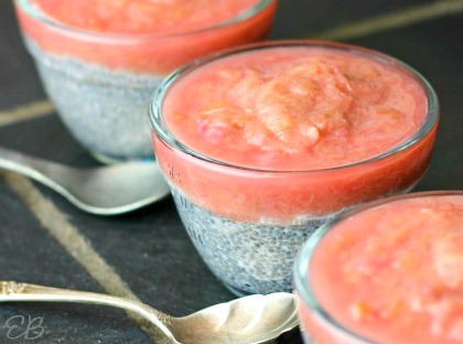 close up view of rhubarb sauce