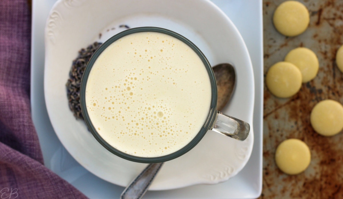 aerial view of lavender white hot chocolate