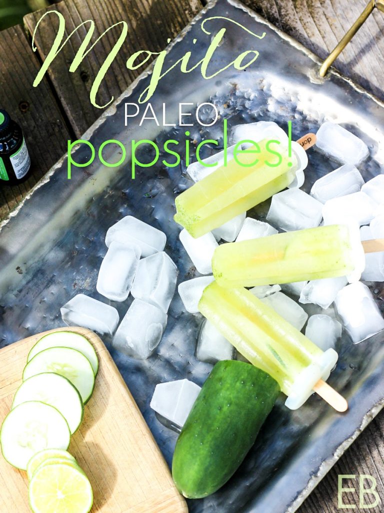 tray with paleo mojito popsicles and ice