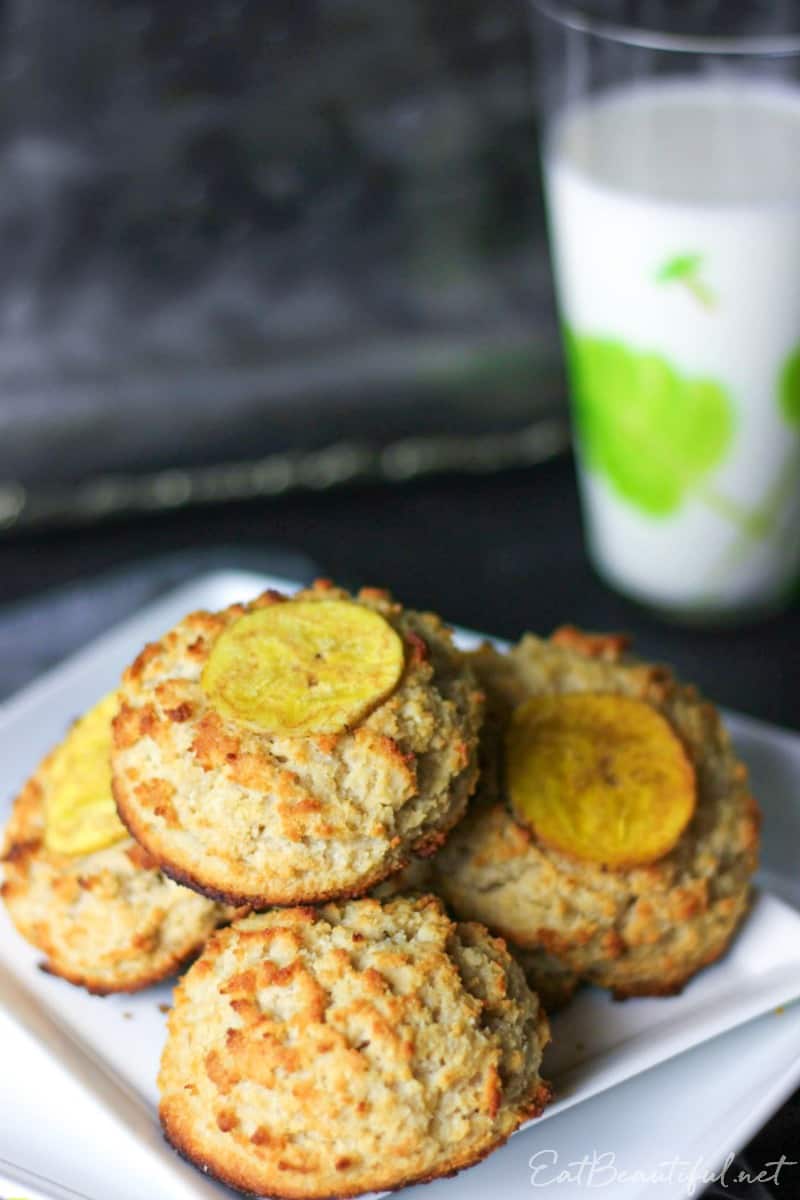 several aip banana breakfast cookies on a plate