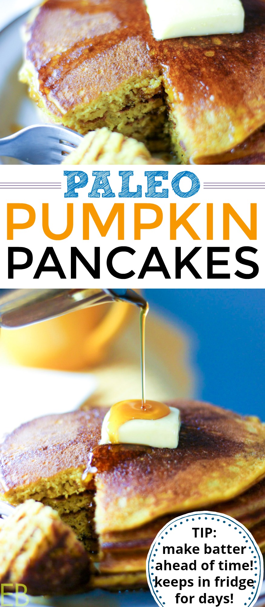 These are perfect pancake recipe you've been looking for! Paleo Pumpkin Pancakes are healthy with great protein, nourishing fat and complex carbs — great energy for all day, plus SOOO yummy! #paleo #pancakes #grainfree #pumpkin #ottoscassavaflour #cassava #glutenfree #breakfast