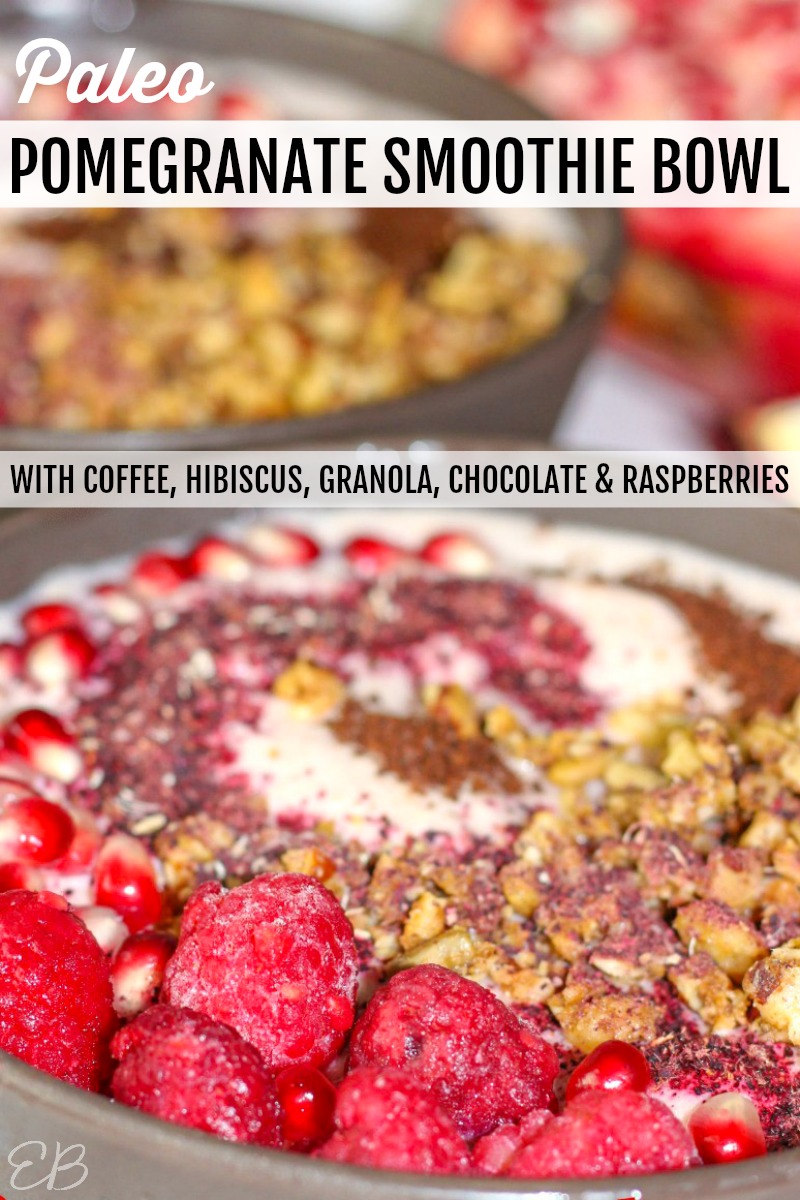 two bowls of pomegranate smoothie bowl