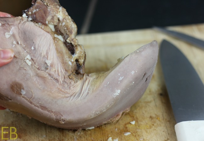 Whole beef tongue- before frying.