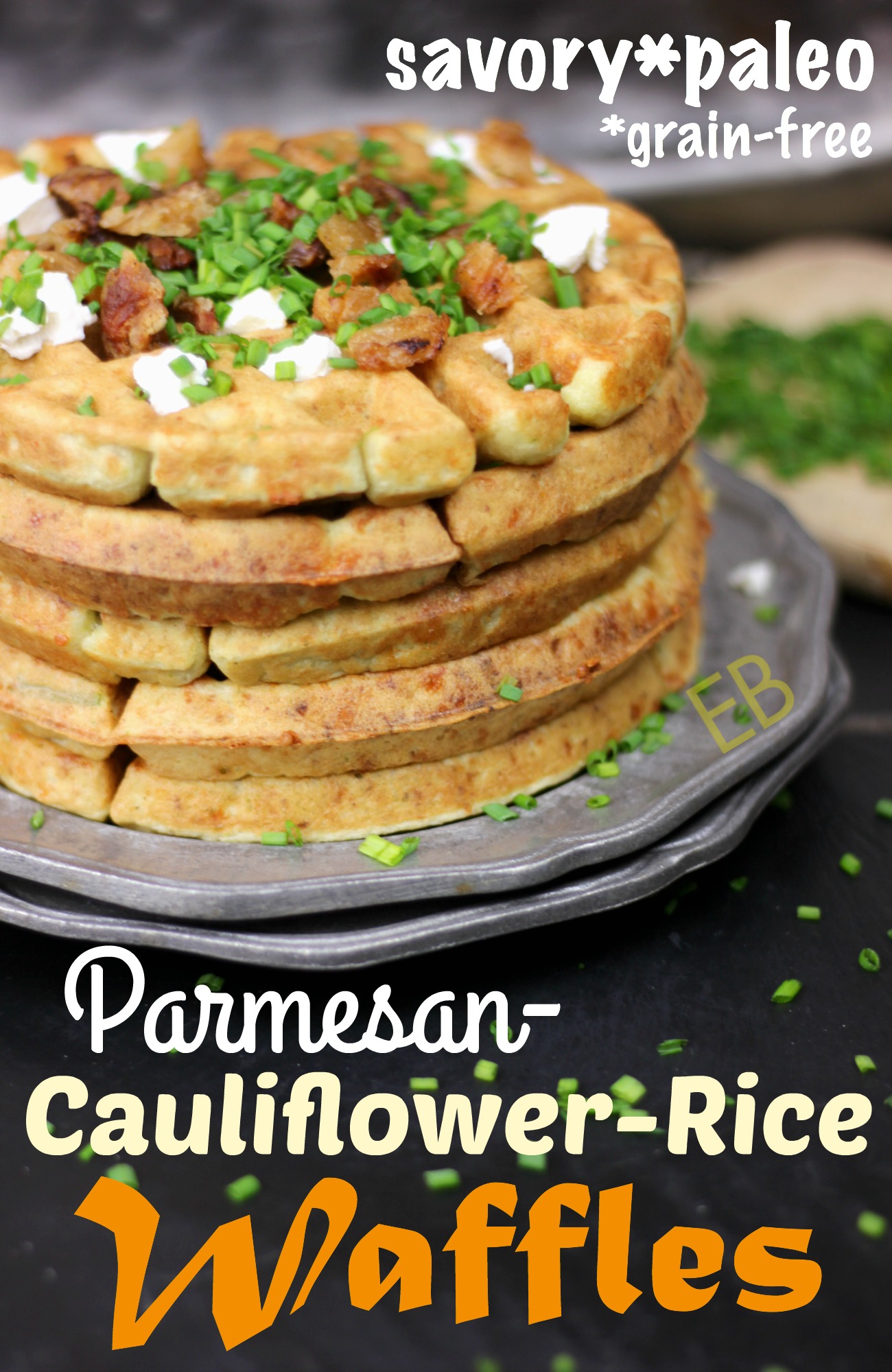 Savory Parmesan-Cauliflower Waffles {Paleo}