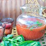 Strawberry-Basil Switchel {with probiotics and electrolytes!} Rehydrate, detoxify, entertain, satiate, beautify: this switchel does it all!! It's so pretty, and it's so healthy. You'll love how fast it is to make and how eagerly everyone lines up to try it! #switchel #strawberries #strawberrybasil #basil #electrolytes #probiotics