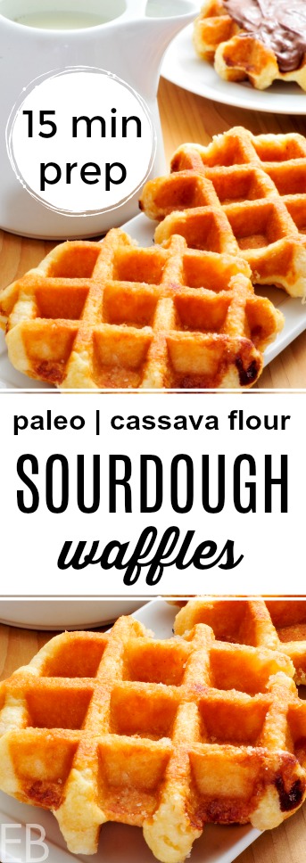 paleo sourdough cassava waffles on a plate