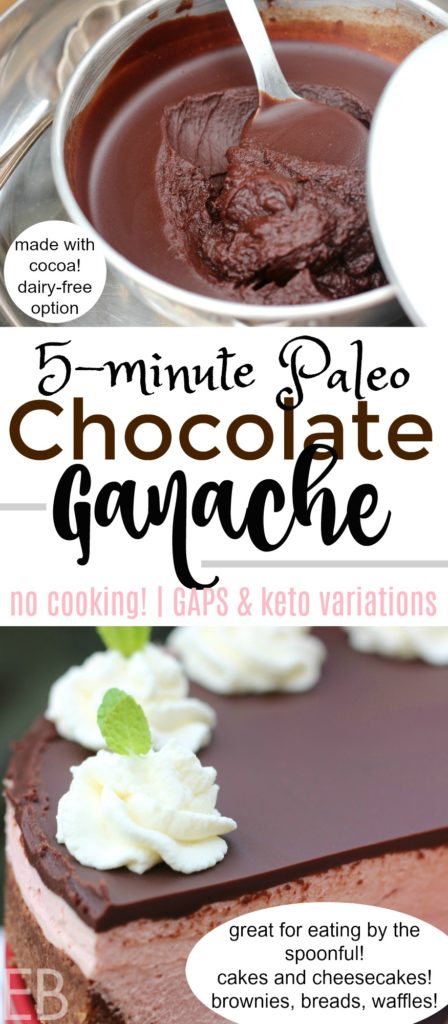 Paleo Chocolate Ganache- Easy & Fast, 5 minutes to make, no cooking! *Made with cocoa* {Paleo/Primal, GAPS Diet, Keto, Low-carb option}