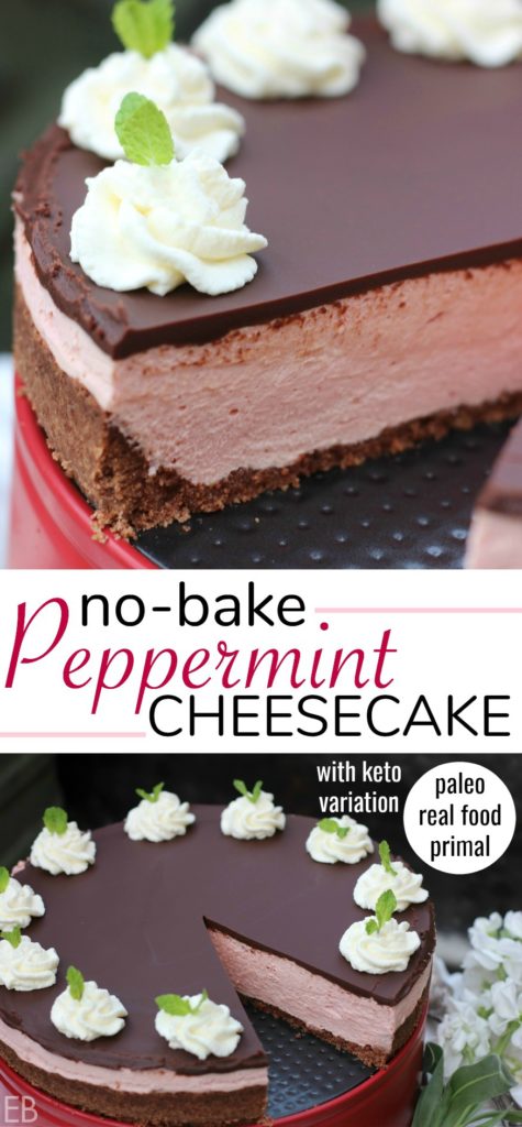 No-Bake Peppermint Cheesecake {Real Food, Paleo, Primal, Keto variation, Gluten-free, Probiotics! Sooooo yummy!!!}