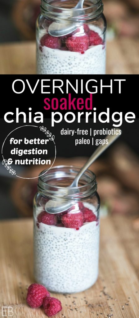 Overnight Chia Porridge {soaked for better digestion and nutrition; dairy-free} #chiaporridge #overnightsoaked #overnightchia #overnightbreakfast #soakedporridge #dairyfreeporridge #paleobreakfast #gapsbreakfast #paleosnack #gapsdietsnack