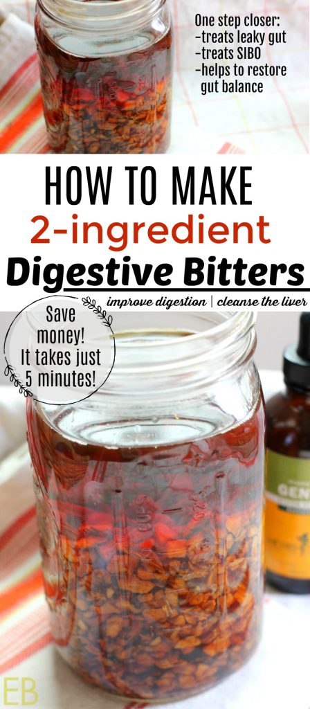 How to Make 2-Ingredient Digestive Bitters {5 minutes to make; improve digestion; detox the liver} #bitters #digestion #detox #livercleanse #herbal #DIYbitters