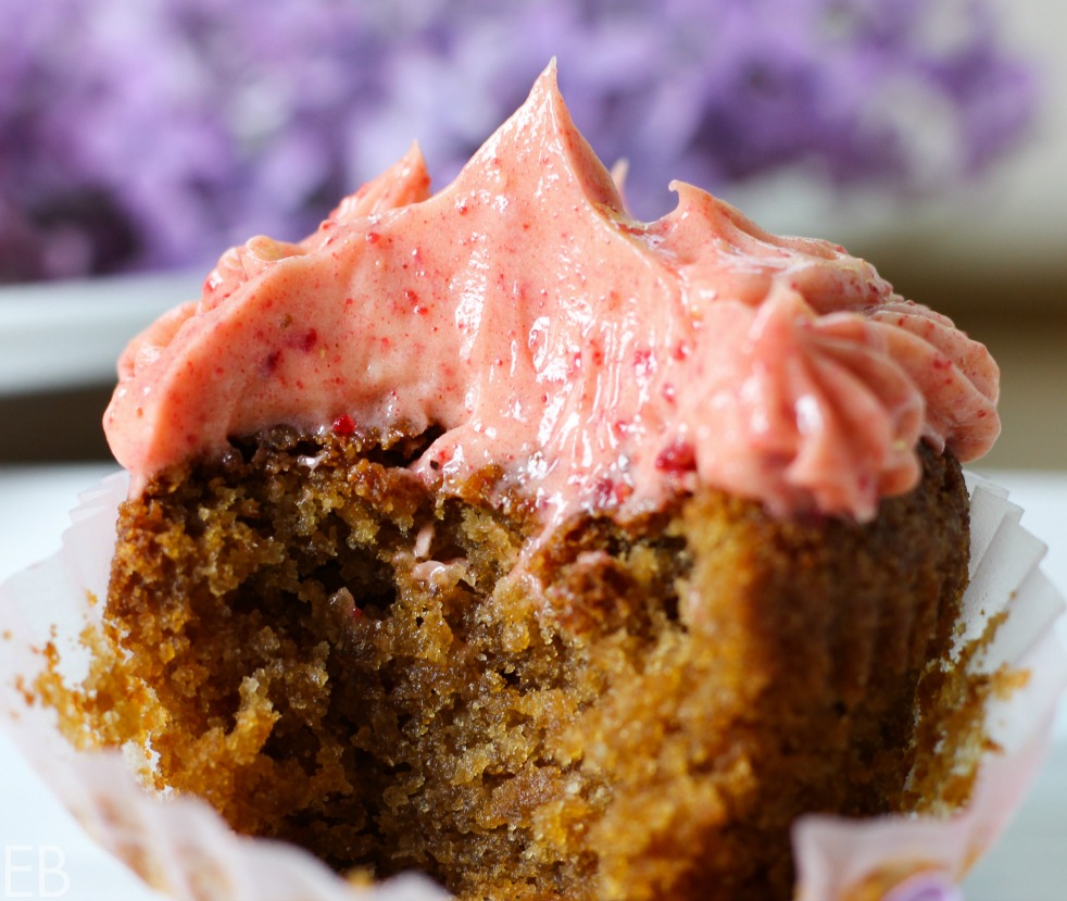 Cinnamon Cupcakes with Strawberry "Buttercream" Frosting {Paleo & AIP} are dairy-free and SO delicious! Make them for a special occasion or just for a treat! #paleocupcakes #aipcupcakes #paleocake #aipcake #paleofrosting #aipfrosting #paleodessert #paleobirthday #aipdessert #aipbirthday