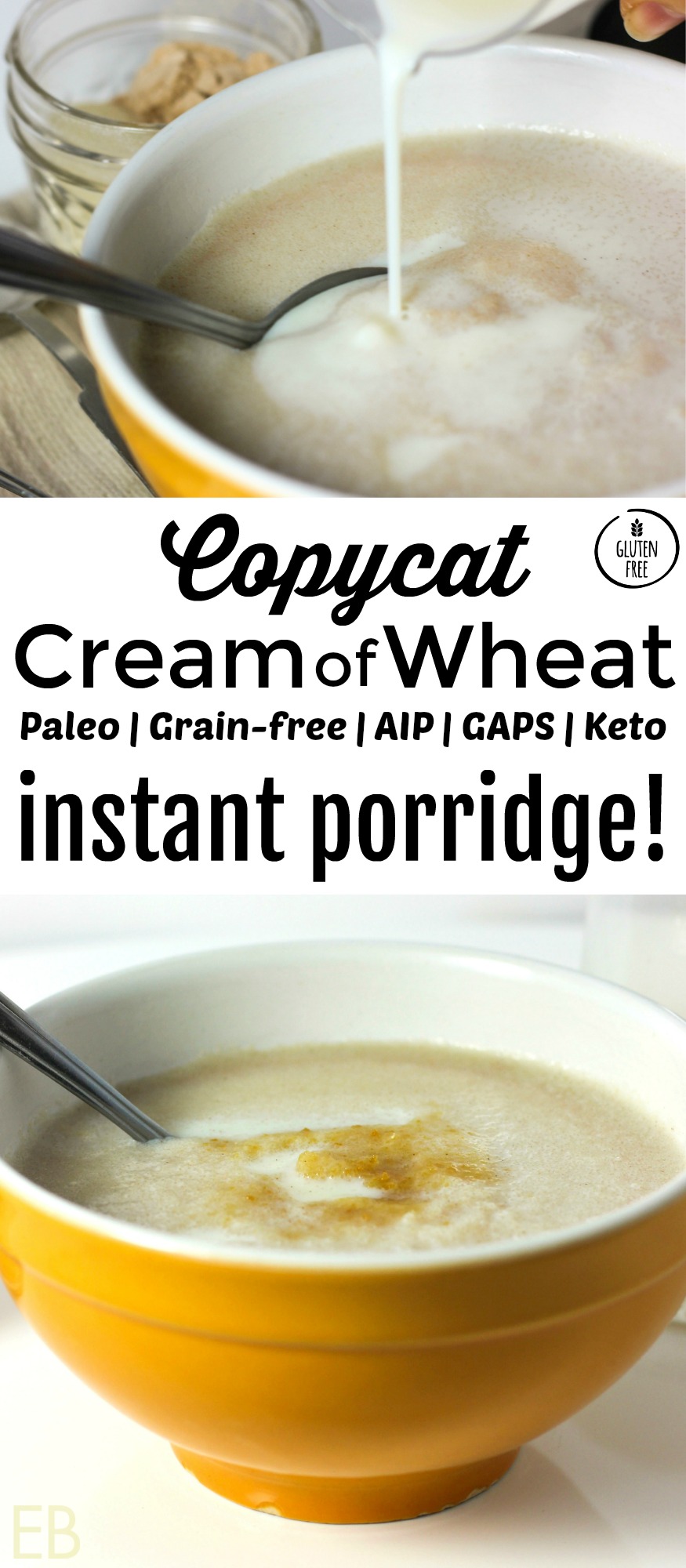 Paleo *Copycat Cream of Wheat* Porridge {gut-healing, 3 ingredients, GAPS, Keto, AIP} #paleobreakfast #paleocereal #paleoporridge #paleocereal #ketobreakfast #aipbreakfast #gapsdiet #creamofwheat #copycat