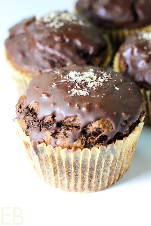 paleo healthy chocolate muffins with sea salt on top