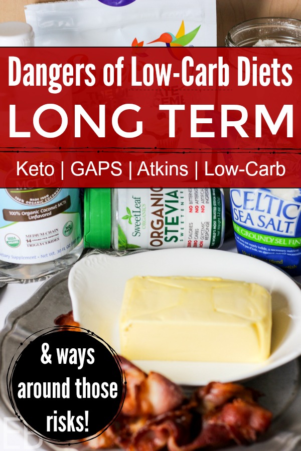 Dangers of Low-Carb Diets Long Term and ways around those risks! This post applies to Low-carb, Keto, some Paleo diets, the GAPS diet and the Atkins diet. Learn what health risks exist so you can avoid them. #lowcarb #keto #gapsdiet #atkins #health #diet #danger #wellness #diy #holistic