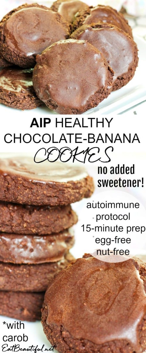 stacks of aip chocolate banana cookies