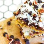 Stacked Seven Layer Magic Bars that are Paleo, Keto and Low Carb