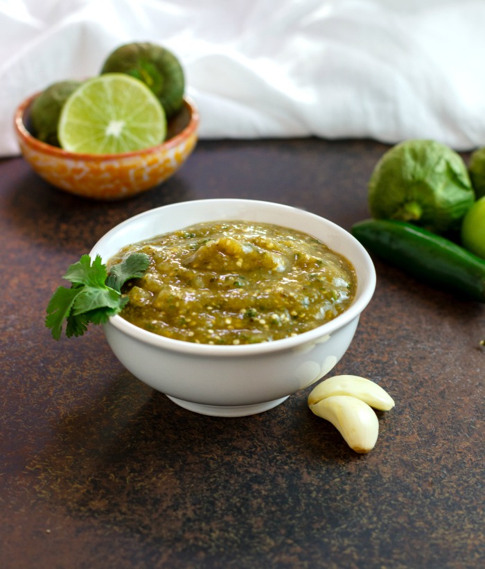 salsa verde in white bowl as a keto condiment