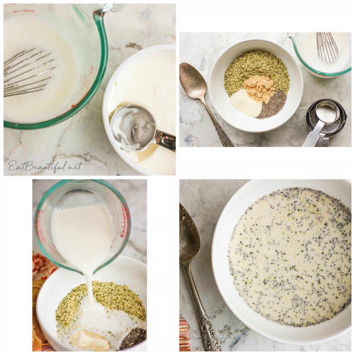 4 photos of making keto low carb hemp oatmeal