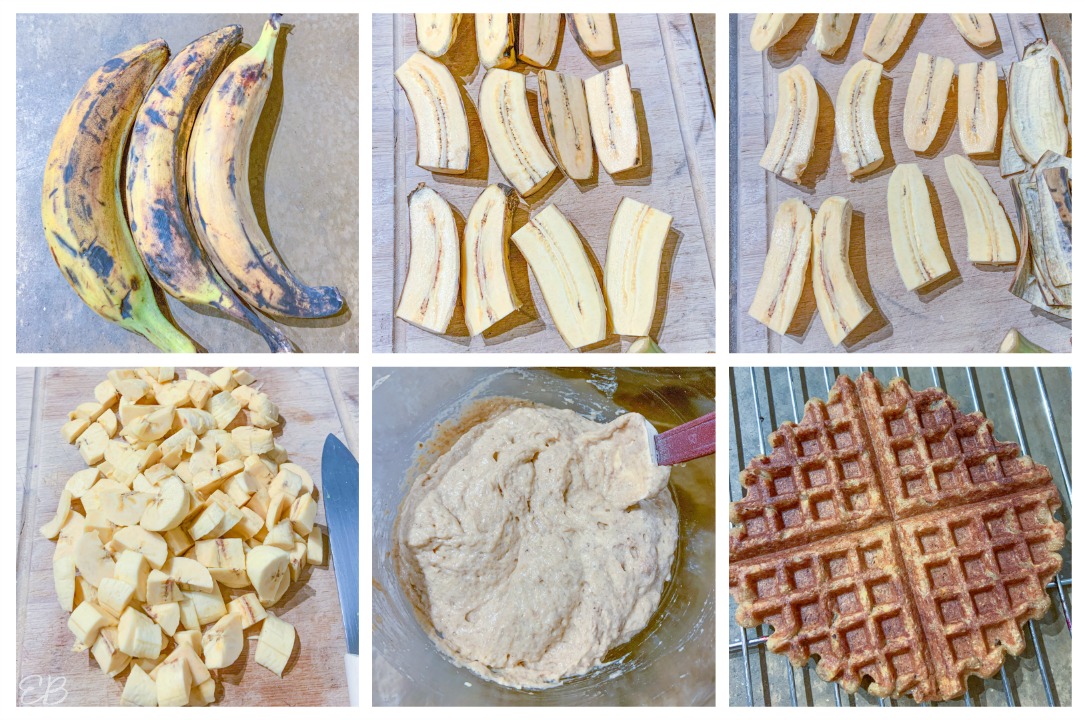 6 photos of how to peel plantains to make waffles