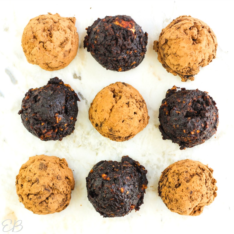 overhead view of carob brownie bites