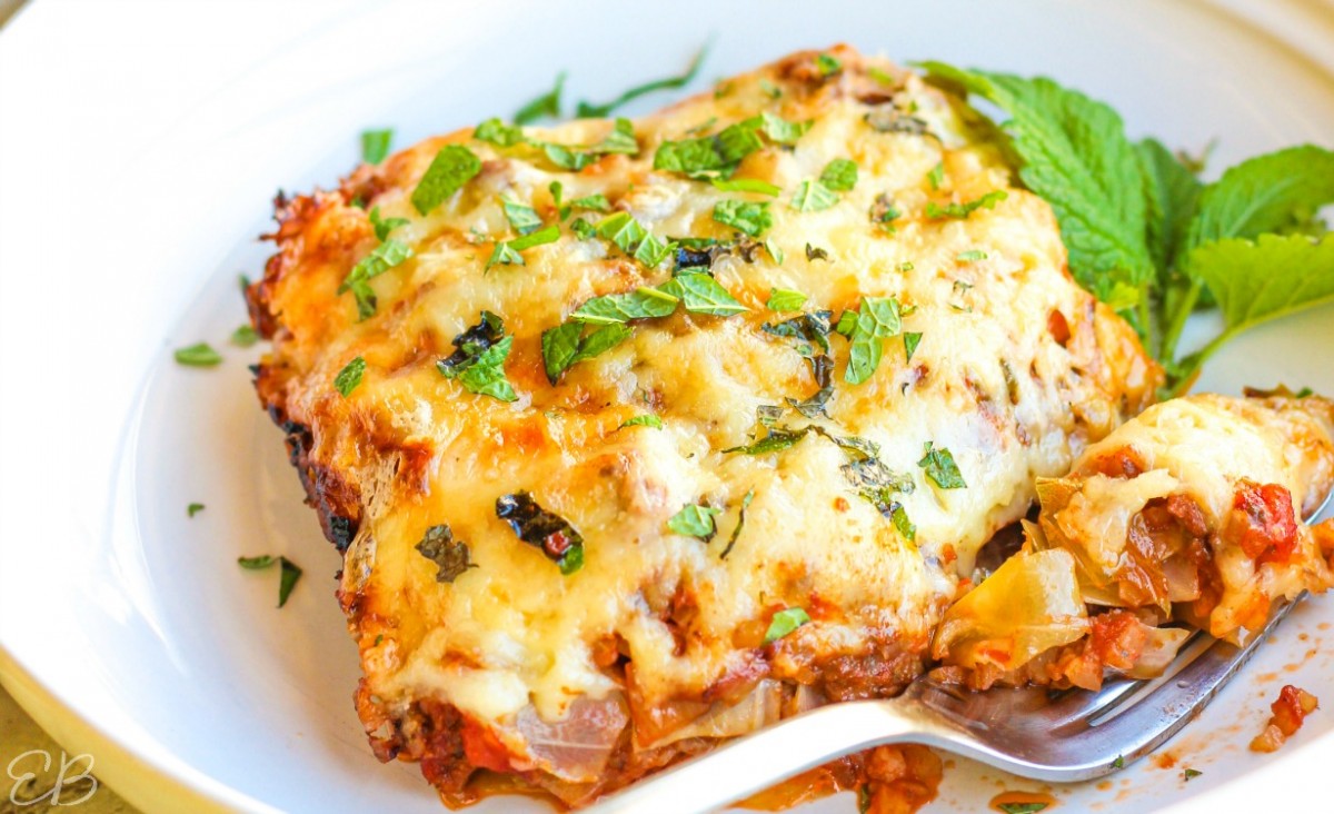 up close serving of low carb mexican lazy cabbage roll casserole