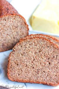 slices and loaf of keto sourdough bread