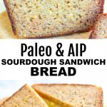 pin with two images of aip bread loaf and banner