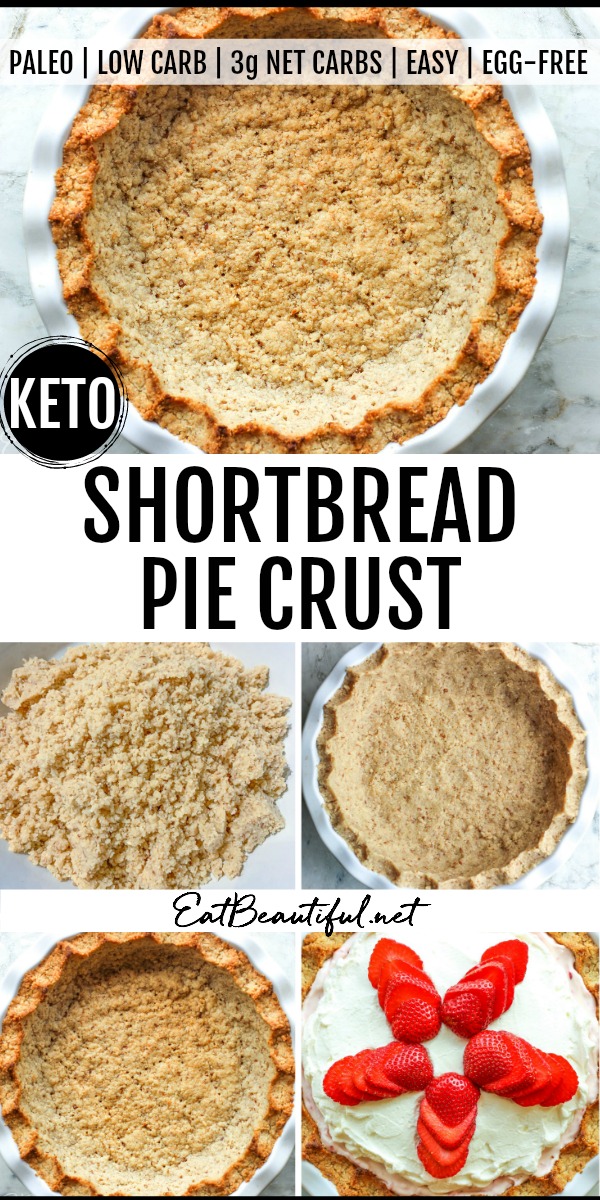 5 images of keto shortbread pie crust with banner