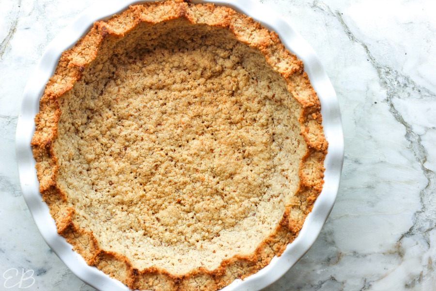 overhead view of baked pie crust