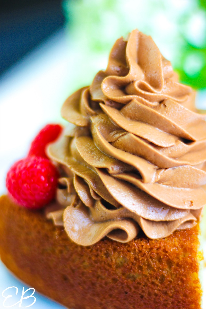 cake, frosting and raspberries