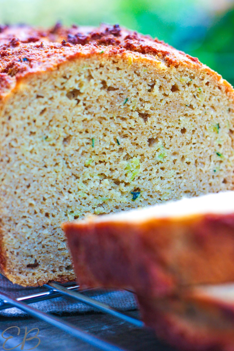 close-up view of best keto zucchini bread with coconut flour