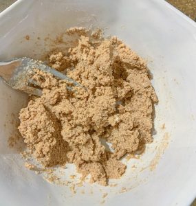 image of crumb topping for cake, process photo