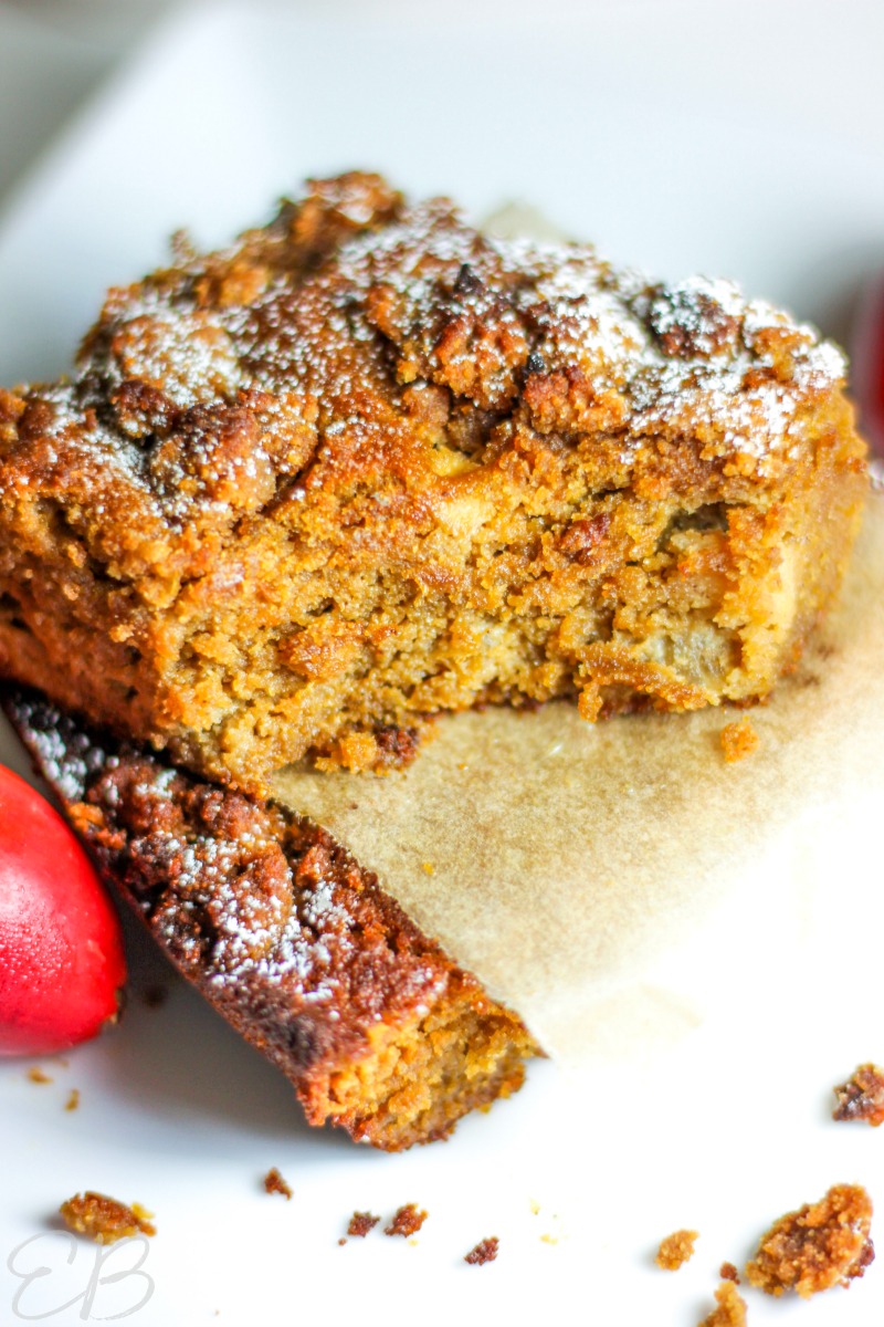 one bite out of keto apple cake with coconut flour