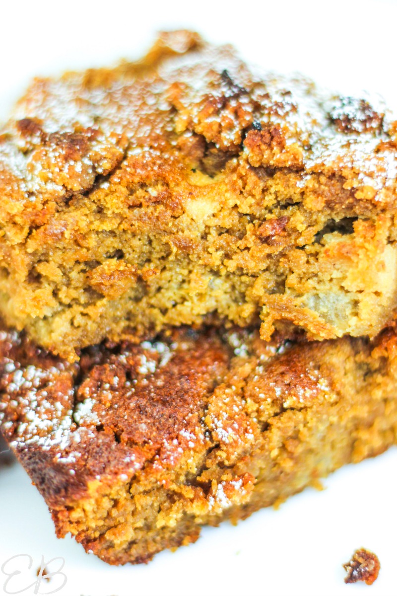 up close view of two slices of keto apple cake