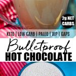 2 cups of bulletproof hot chocolate with banner in the middle