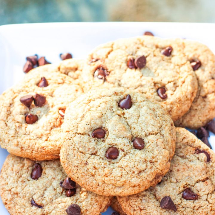 plate of paleo chocolate chip cookies