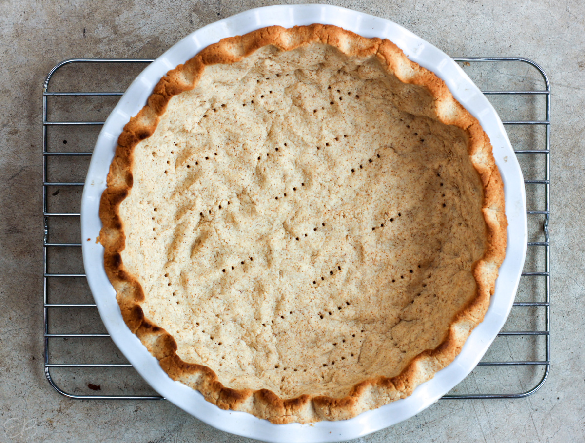 overhead view of aip & paleo tiger nut flour pie crust