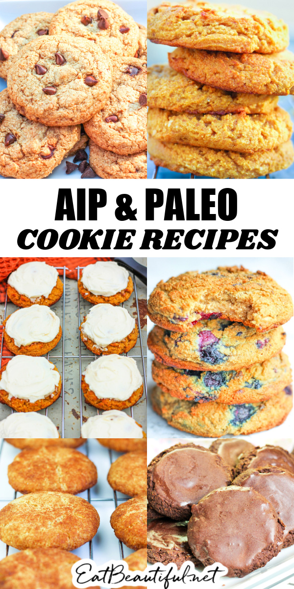 a collage of 6 AIP cookie recipes