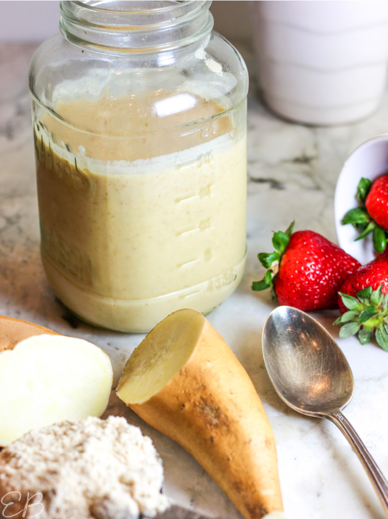 3 cups of tiger nut yogurt in a 4 cup mason jar