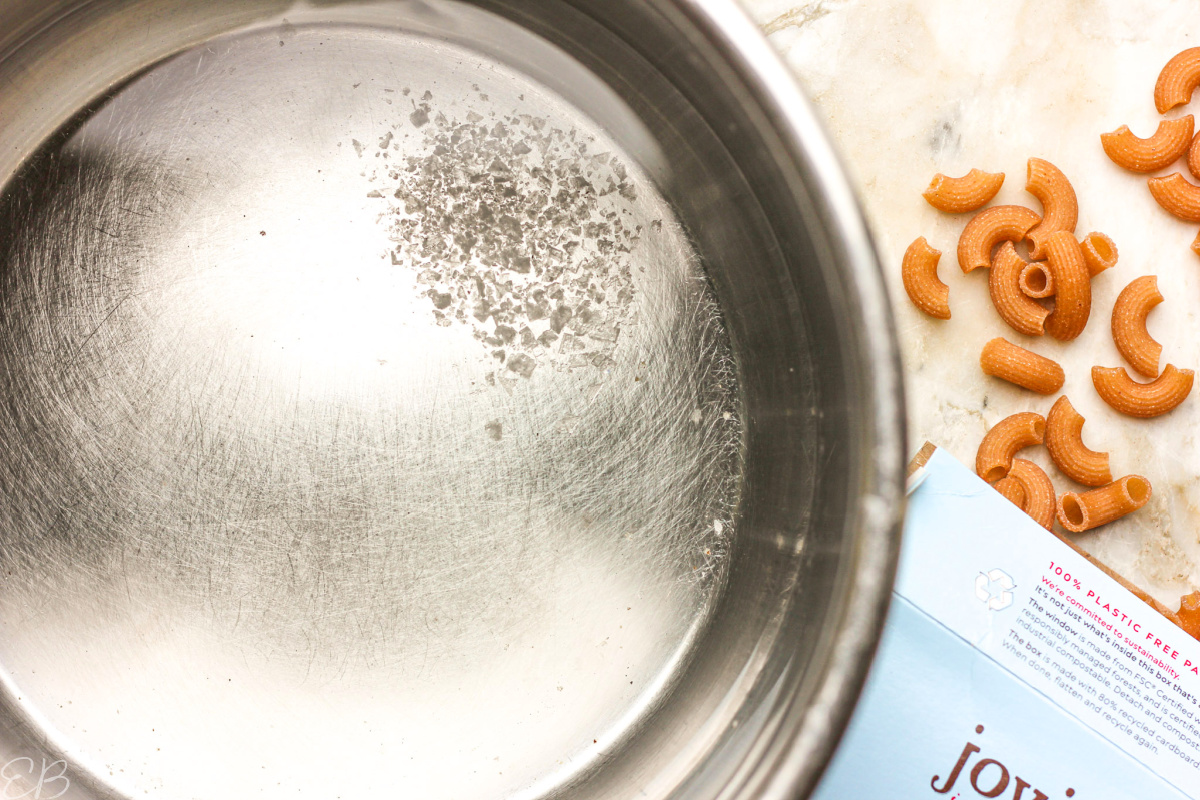 sea salt in water in Instant Pot and then cassava pasta to one side still uncooked