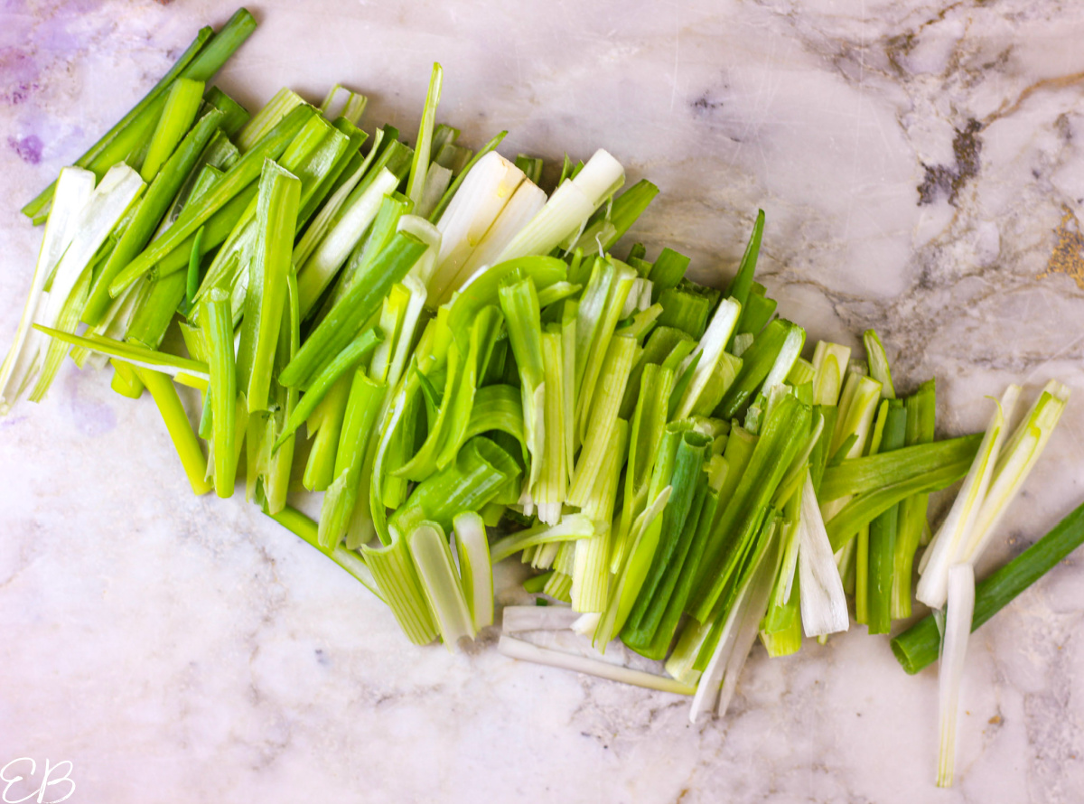 green onions cut vertically for Pajeon