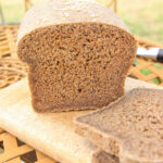cut open loaf of oat bread