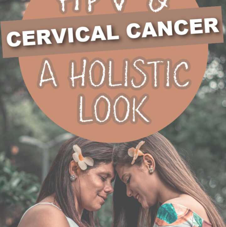 a mother and daughter holding hands with HPV title at the top
