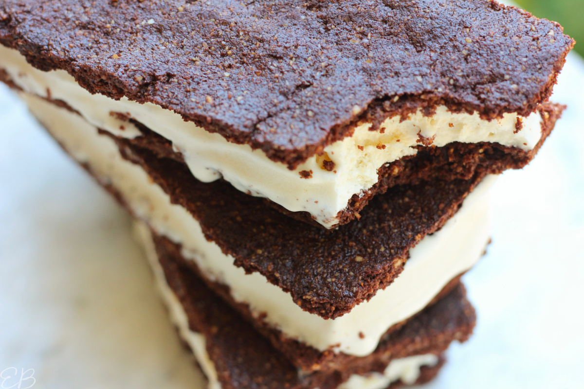 overhead view of 3 stacked paleo ice cream sandwiches