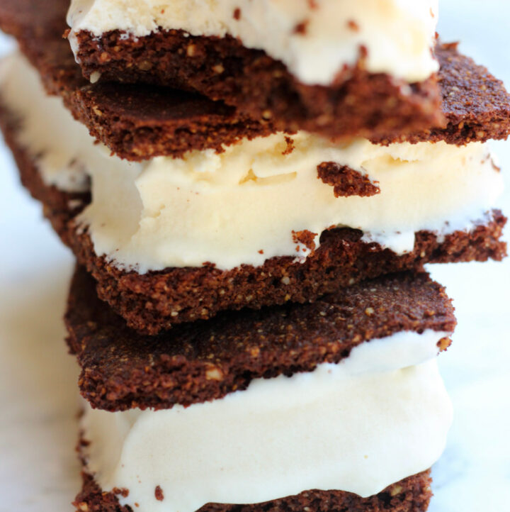 3 stacked ice cream sandwiches close up